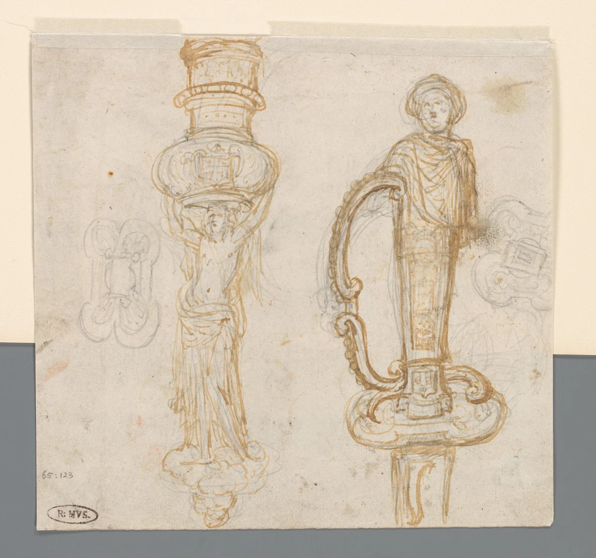 Twee gevesten by anonymous, drawing, 1675-1700
