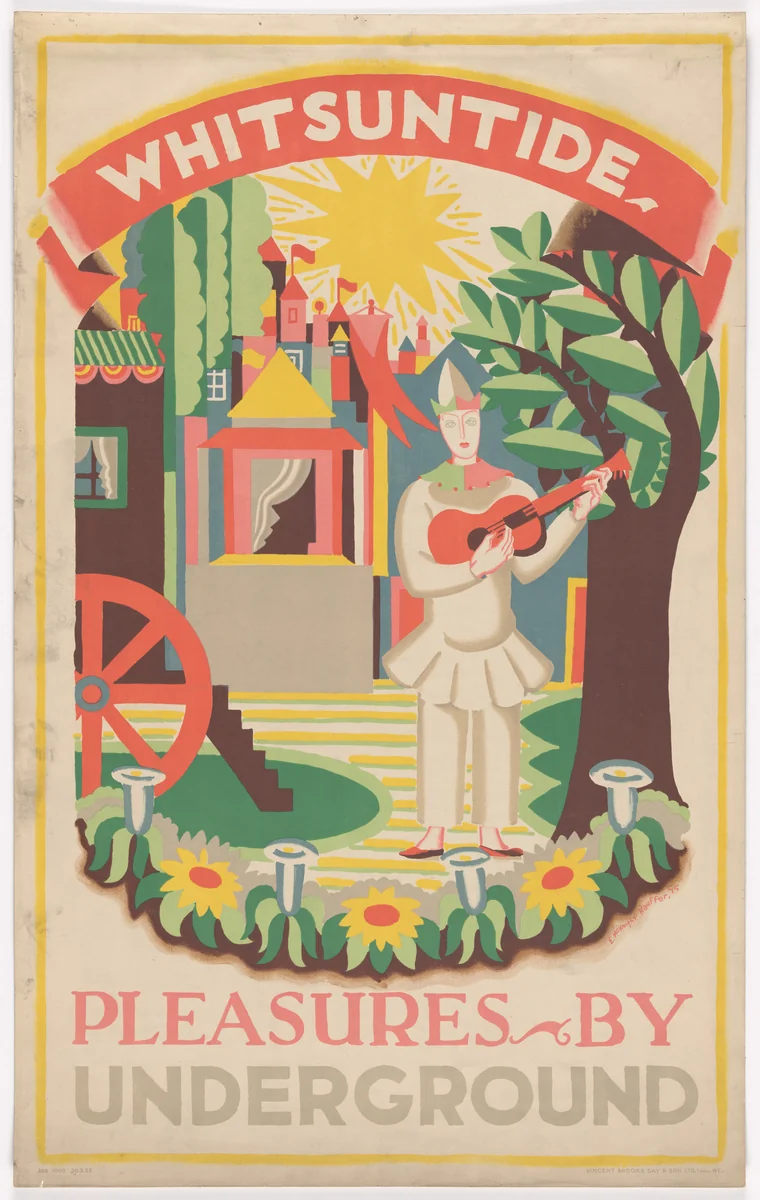 Whitsuntide Pleasures by Underground (Poster for London Transport) by E. McKnight Kauffer, design, 1925