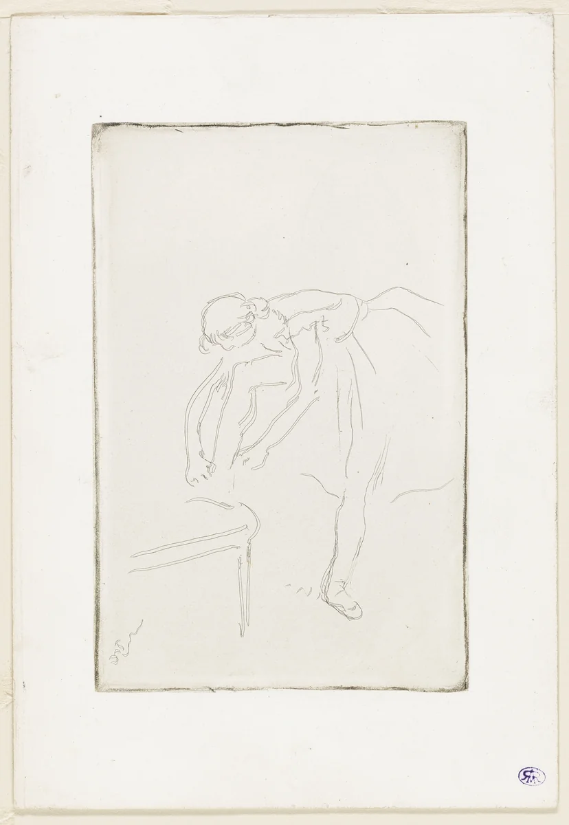Dancer Putting on Her Shoe by Edgar Degas, print, 1883-1893
