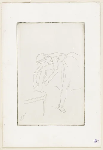 Dancer Putting on Her Shoe by Edgar Degas, print, 1883-1893