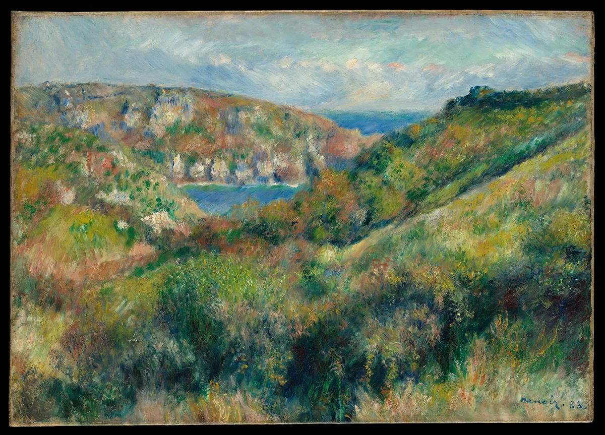 Hills around the Bay of Moulin Huet, Guernsey by Auguste Renoir, painting, 1883