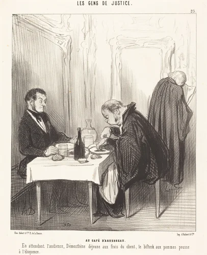 Au Café d'Aguesseau by Honoré Daumier, print, 1846