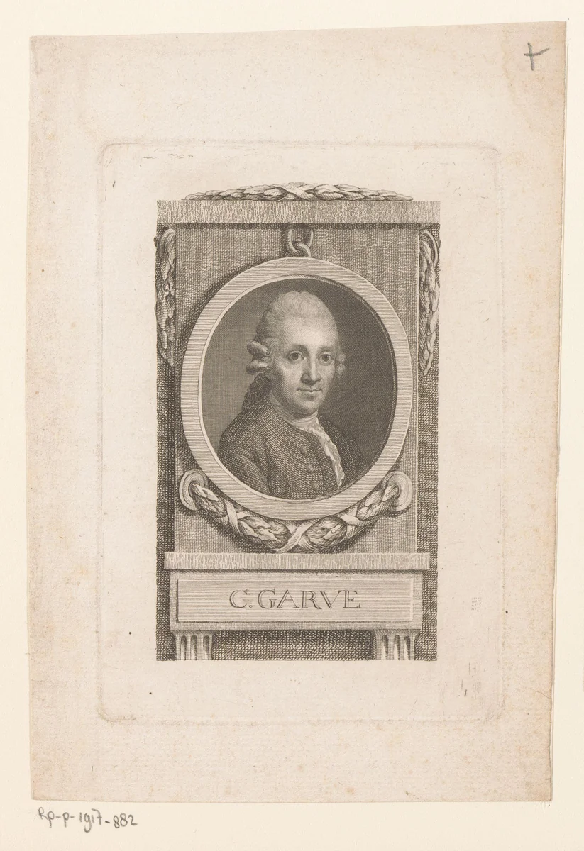 Portret van Christian Garve by Christian Gottlieb Geyser, print, 1752-1798