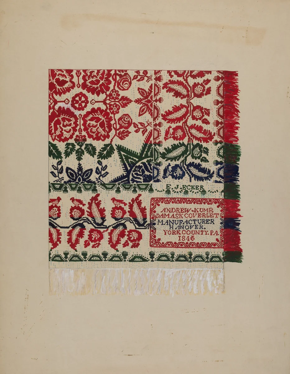 Damask Coverlet by Katherine Hastings, index of american design, 1938