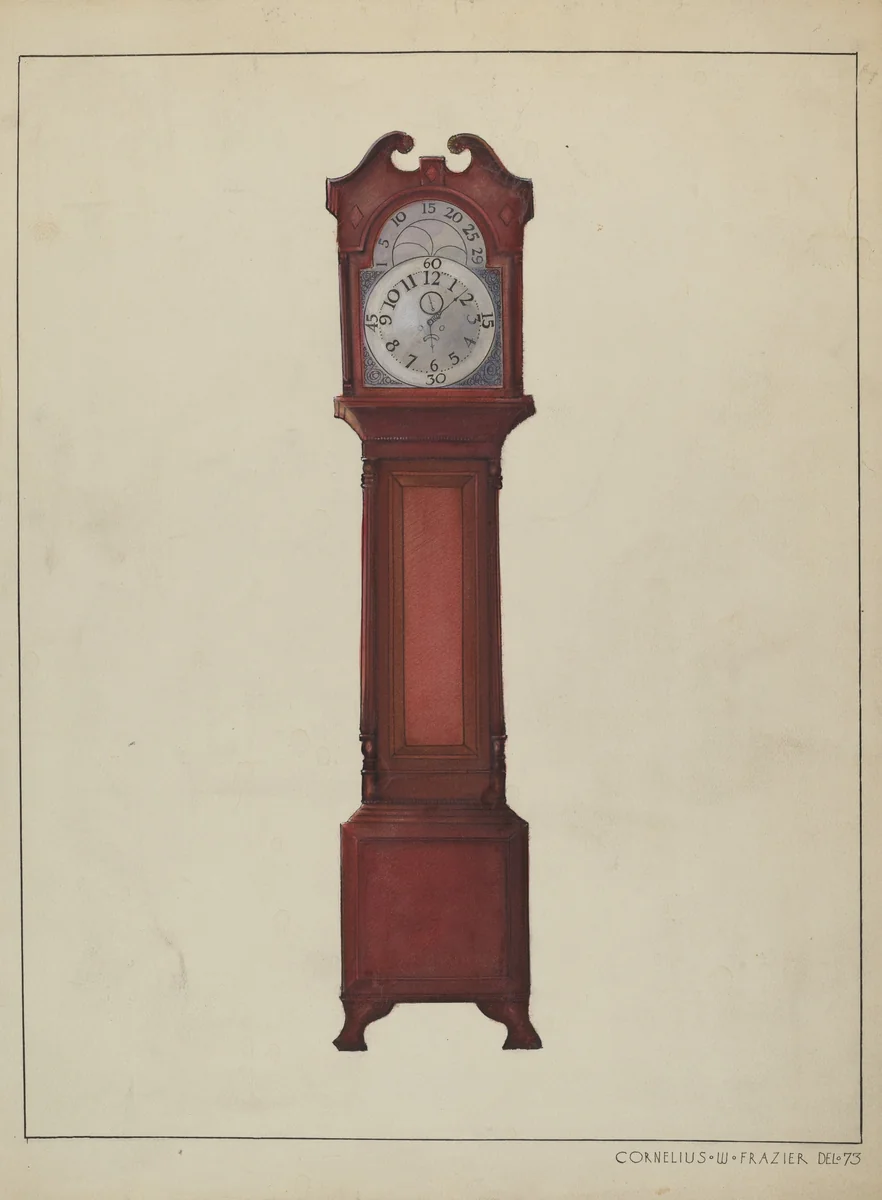 Grandfather's Clock by Cornelius Frazier, index of american design, 1936