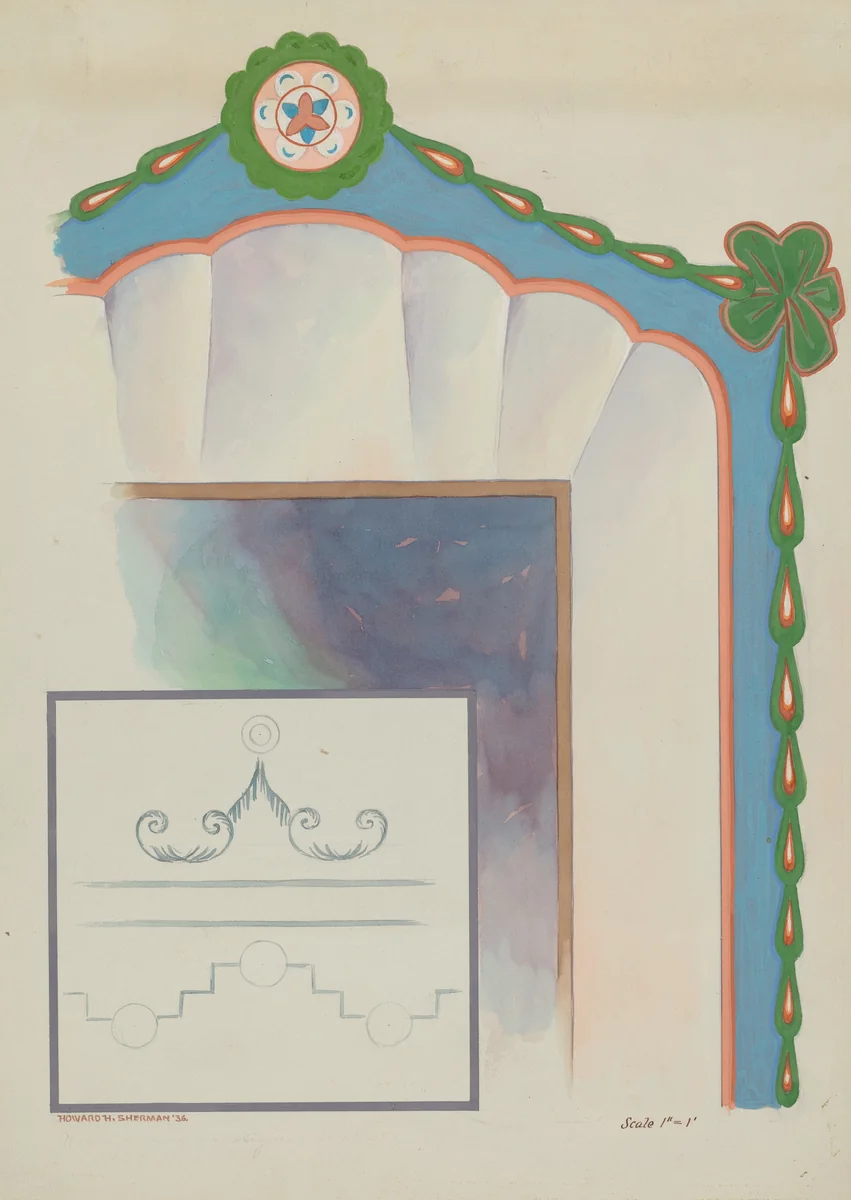 Shell Top Doorway San Luis Rey Mission by Howard H. Sherman, index of american design, 1936