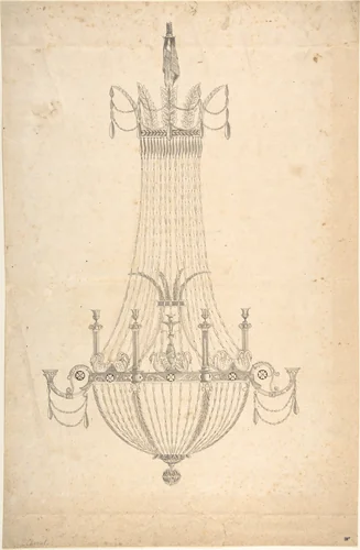Design for a Chandelier by anonymous, drawing, 1800-1899