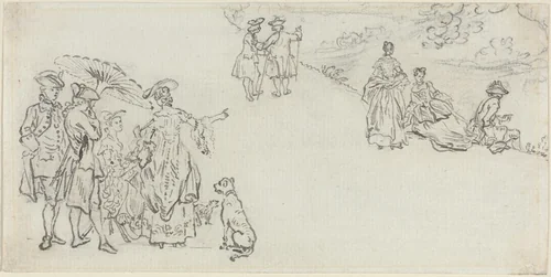 Ladies and Gentlemen in a Country Park by Paul Sandby, drawing, 1731-1809