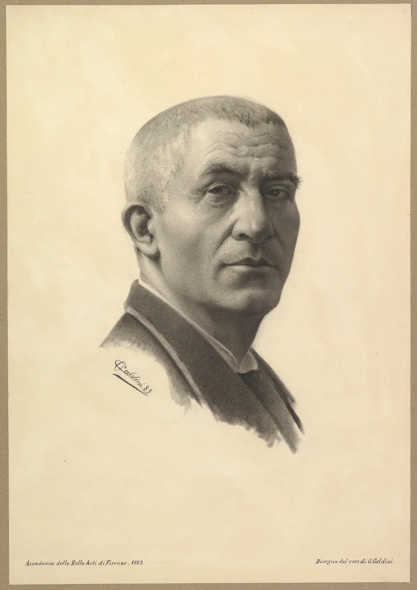 Portrait Head of a Man by Oresto Caldini, drawing, 1800-1900