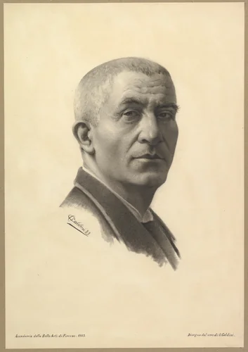 Portrait Head of a Man by Oresto Caldini, drawing, 1800-1900