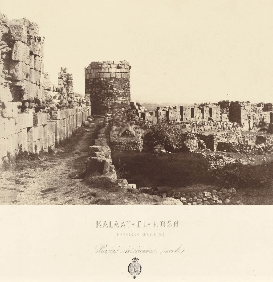 Kalaat el Hosn (Castle of the Knights, Syria) by Louis de Clercq, photograph, 1859