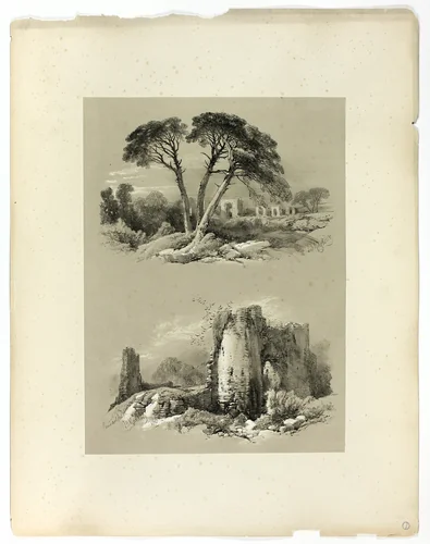 Frejus and Pennard Castle, from Picturesque Selections by James Duffield Harding, print, 1860