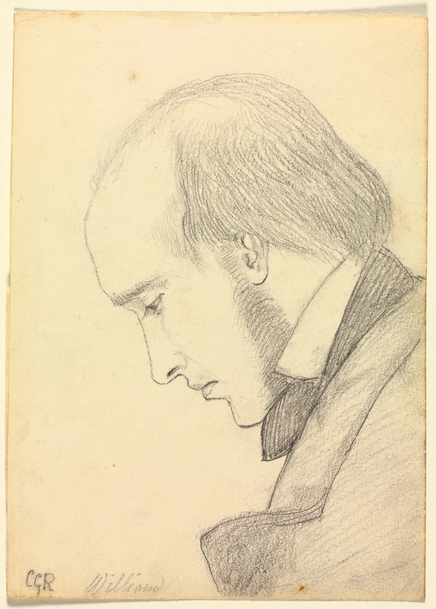 Portrait of William Michael Rossetti by Christina Rossetti, drawing, 1848-1858