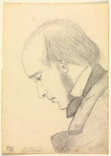 Portrait of William Michael Rossetti by Christina Rossetti, drawing, 1848-1858