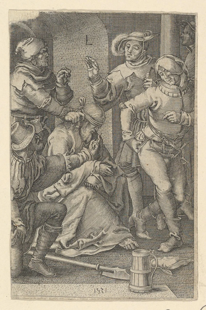 Mocking of Christ (copy) by Lucas van Leyden, print, 1489-1957
