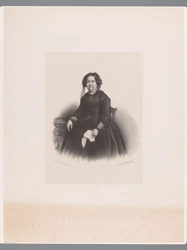 Portret van een onbekende vrouw by anonymous, print, 1847-1865