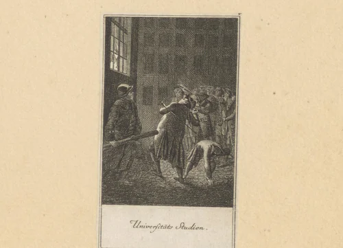 Studenten gooien ruiten in by Daniel Berger, print, 1773