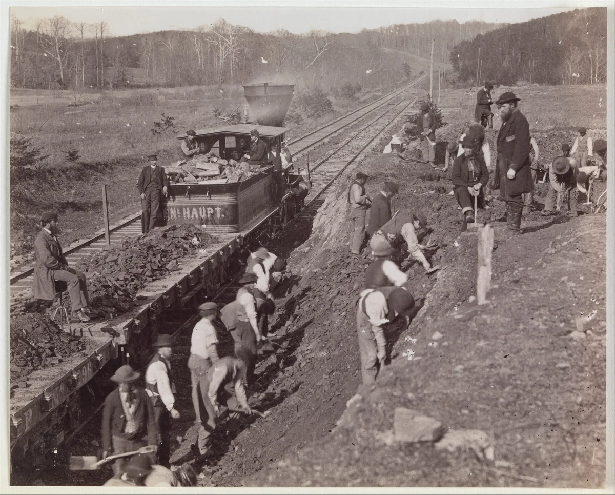 Excavating for "Y" at Devereaux Station, Orange & Alexandria Railroad by Andrew Joseph Russell, photograph, 1863