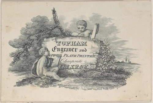 Trade Card for Topham, Engraver and Copper Plate Printer by anonymous, print, 1800-1900