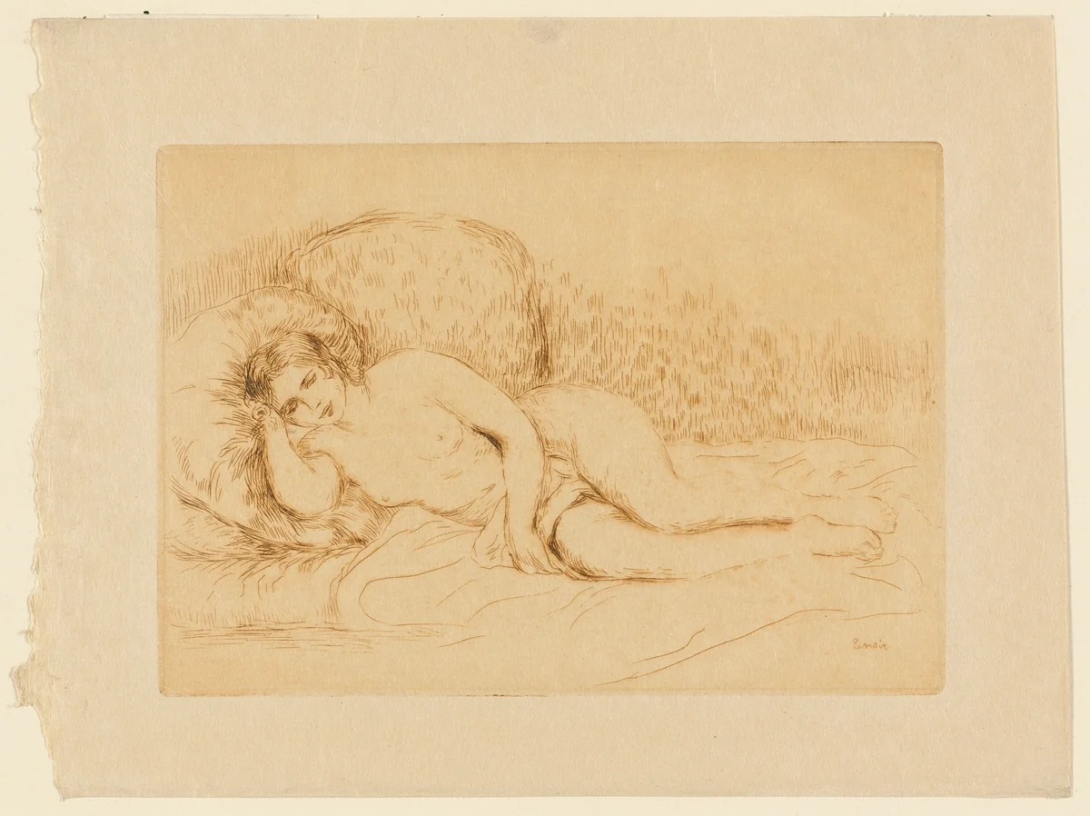 Reclining Nude by Pierre-Auguste Renoir, print, 1906