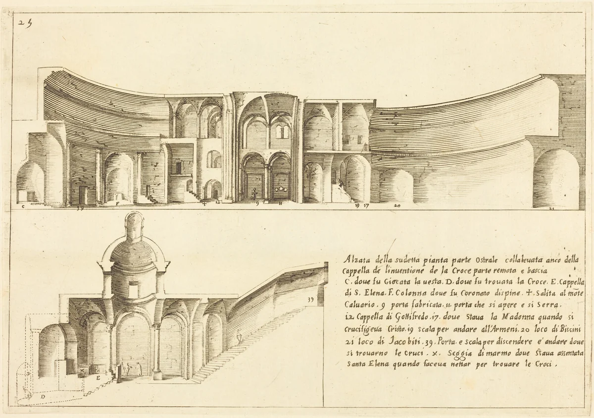 Elevation of the Chapel of the Invention of the Cross by Jacques Callot, print, 1619