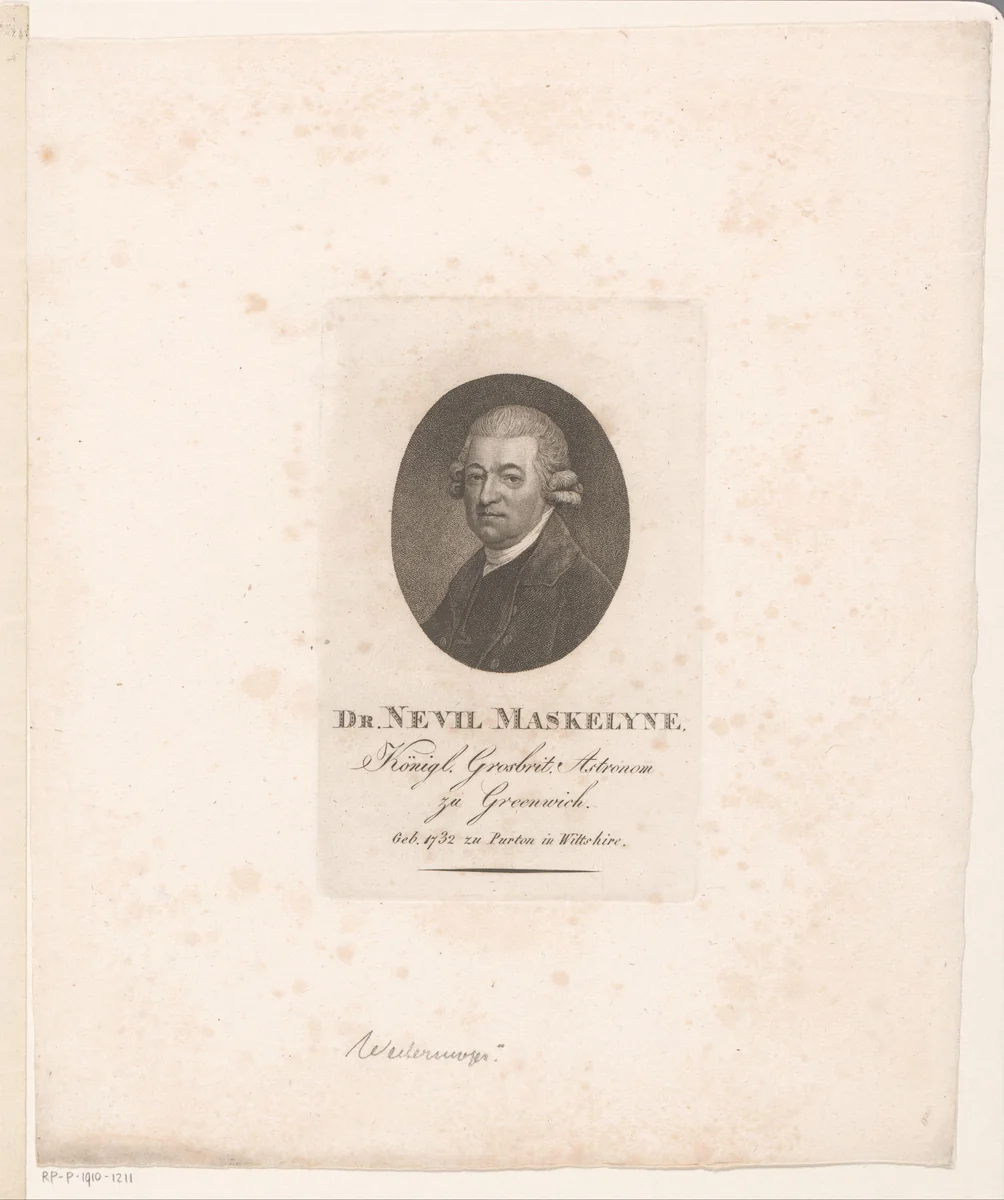 Portret van Nevil Maskelyne by Konrad Westermayr, print, 1775-1834