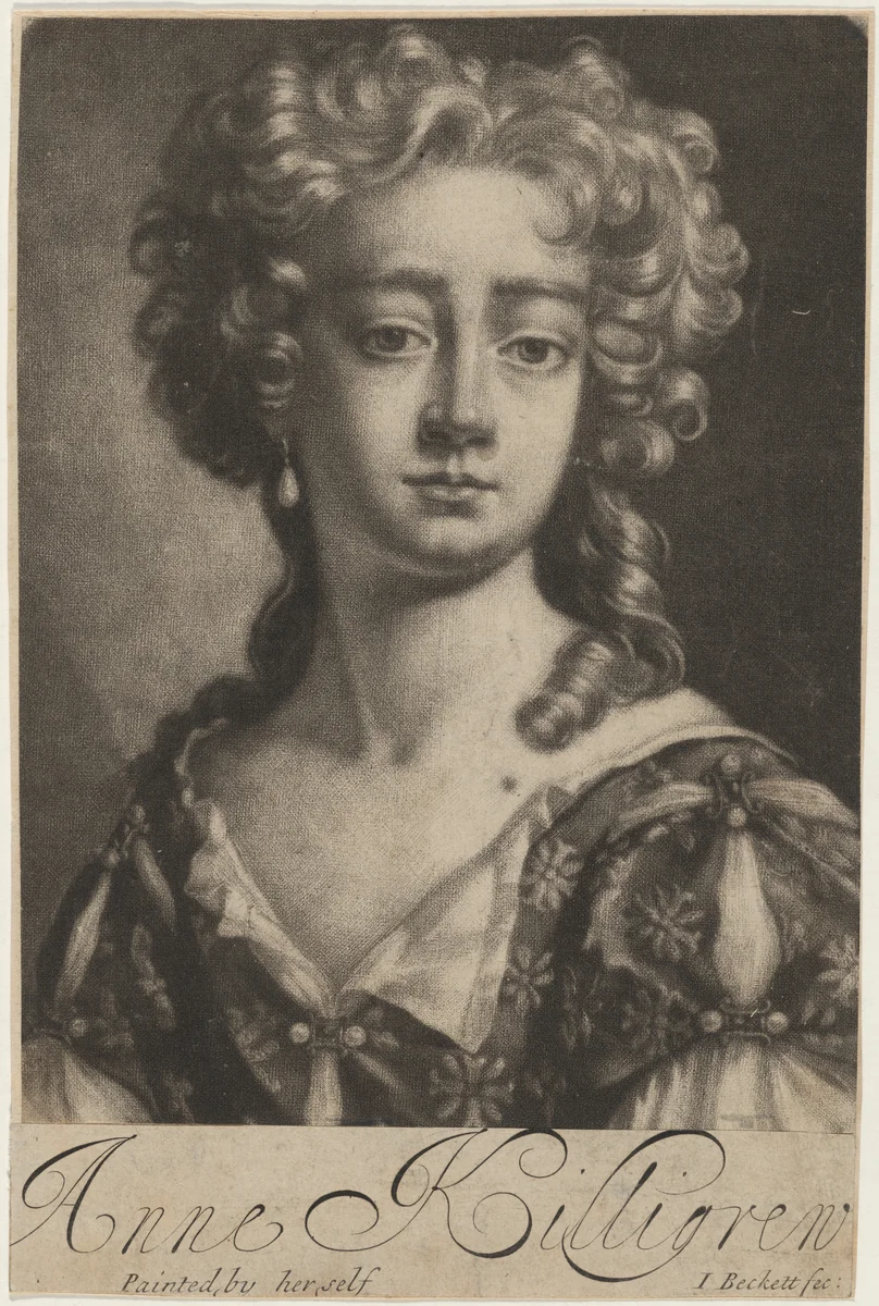 Mrs. Anne Killigrew by Isaak Beckett, print, 1681-1688
