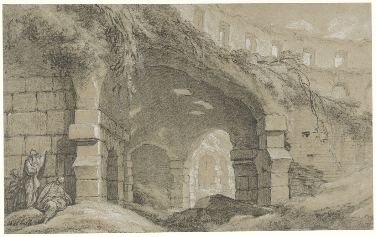 The Colosseum in Rome by Charles Michel-Ange Challe, drawing, 1742-1764