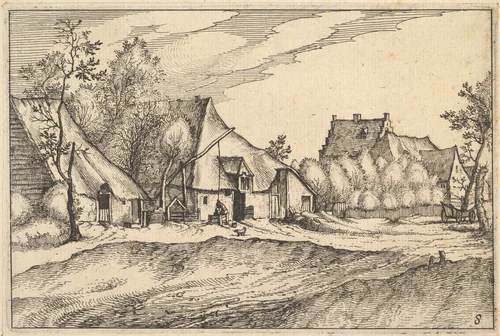 Farms in a Village, from "Regiunculae et Villae Aliquot Ducatus Brabantiae" by Claes Jansz Visscher, print, 1605-1615