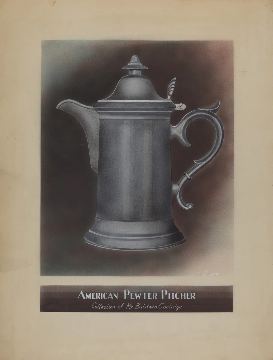 Pewter Pitcher by Harry Goodman, index of american design, 1935-1942