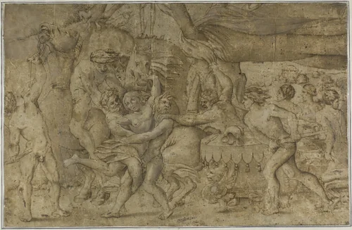 Battle of the Lapiths and Centaurs by Enea Vico, drawing, 1580-1599