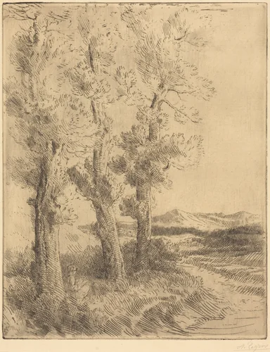 Woman Reading: Lesson under the Trees (La liseuse: La lecture sous les arbres) by Alphonse Legros, print, 1837-1911