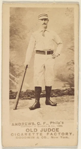 George Edward "Ed" Andrews, Center Field, Philadelphia, from the Old Judge series (N172) for Old Judge Cigarettes by Goodwin & Company, photograph, 1888