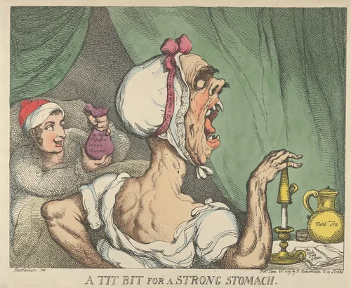 A Tit Bit for a Strong Stomach by Thomas Rowlandson, print, 1809