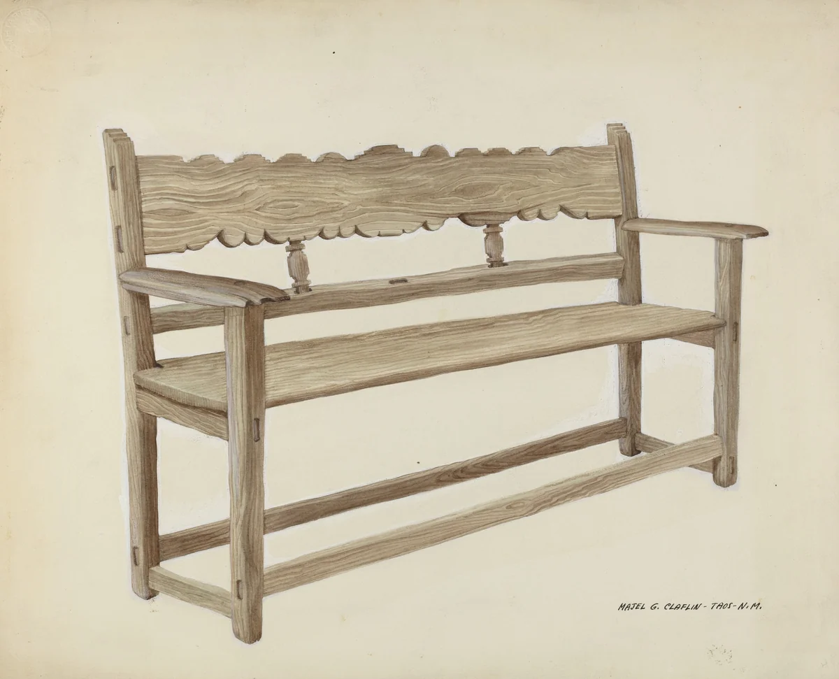 Church Bench - Wooden by Majel G. Claflin, index of american design, 1937