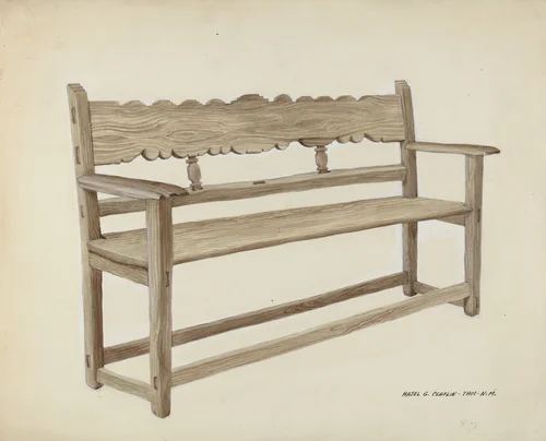 Church Bench - Wooden by Majel G. Claflin, index of american design, 1937
