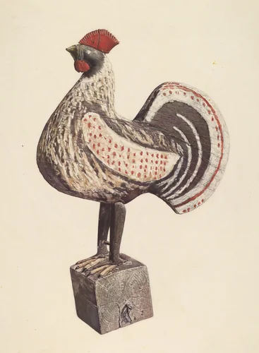 Wooden Rooster by Sadie Berman, index of american design, 1938
