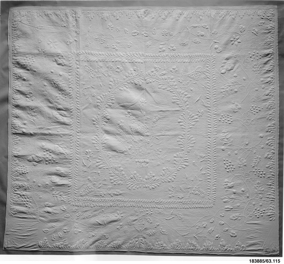 Wholecloth whitework quilt by Sarah Cook, artwork, 1797-1800