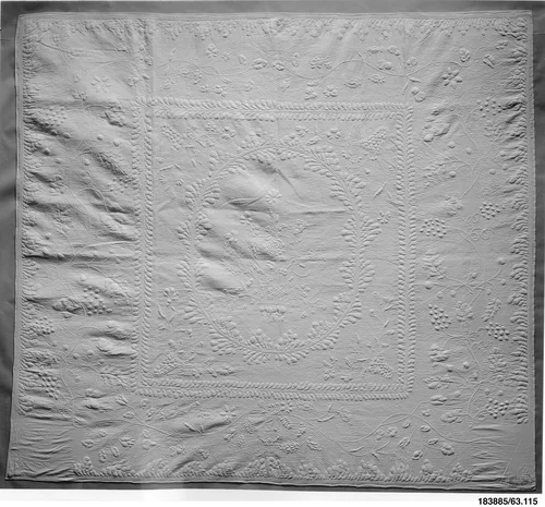 Wholecloth whitework quilt by Sarah Cook, artwork, 1797-1800