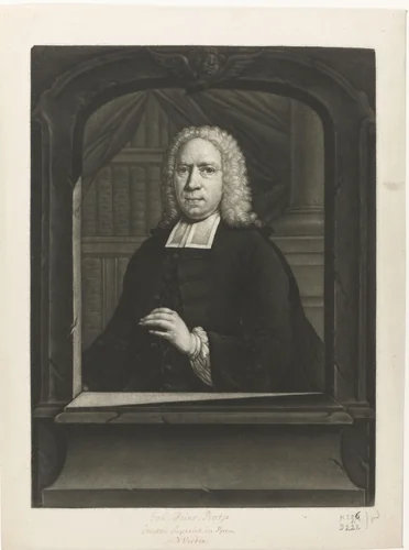 Portret van Johann Hinrich Pratje by Jan Stolker, print, 1734-1785