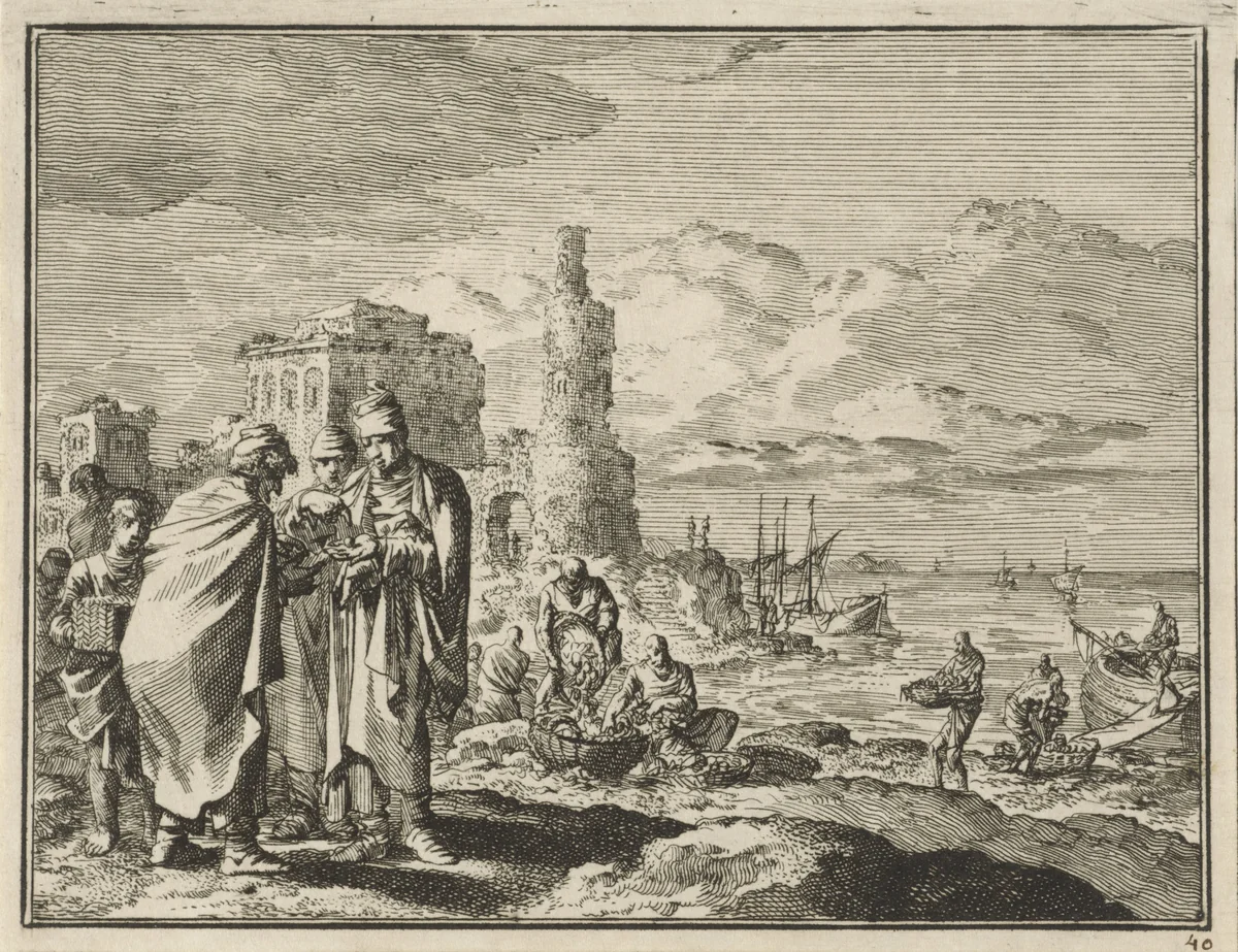 Gelijkenis van de kostbare parel by Jan Luyken, print, 1712