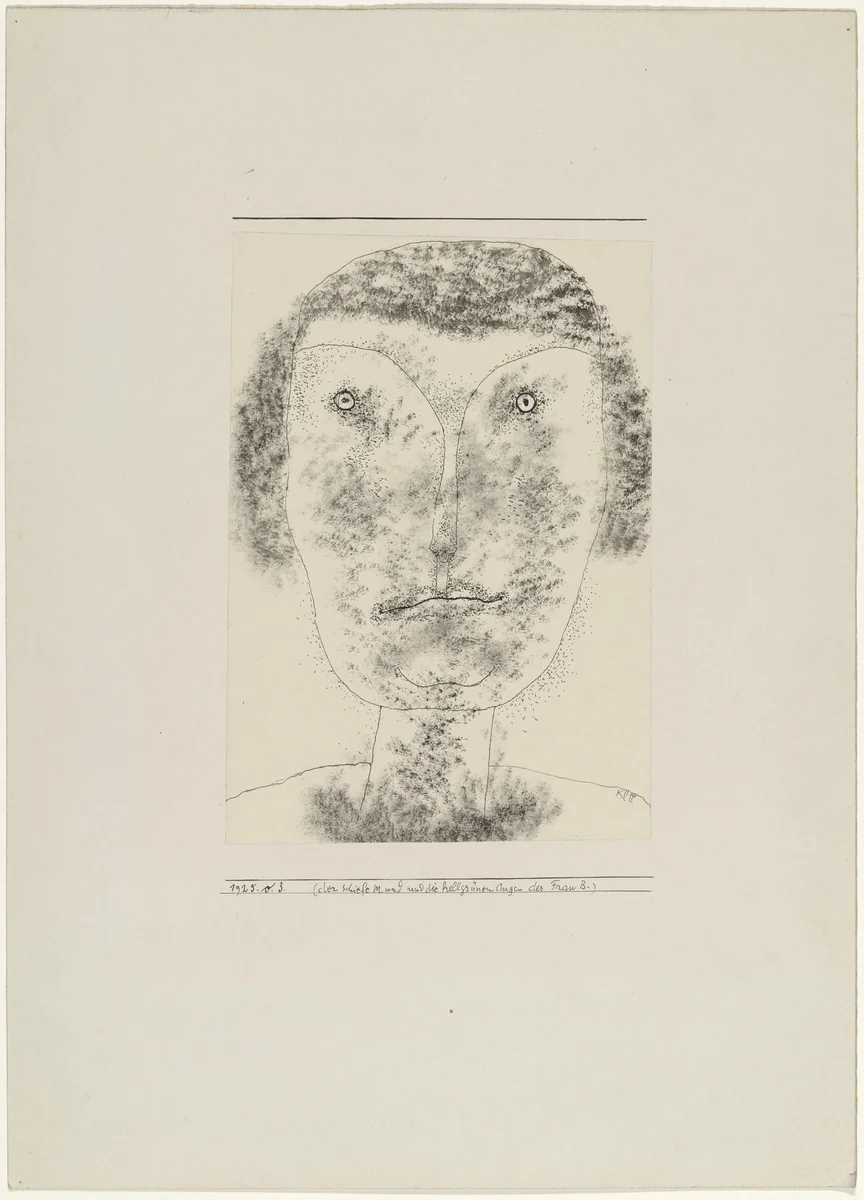 The Crooked Mouth and the Light Green Eyes of Mrs. B. (Der schiefe Mund und die hellgrünen Augen der Frau B.) by Paul Klee, drawing, 1925