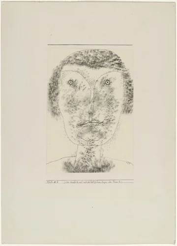 The Crooked Mouth and the Light Green Eyes of Mrs. B. (Der schiefe Mund und die hellgrünen Augen der Frau B.) by Paul Klee, drawing, 1925