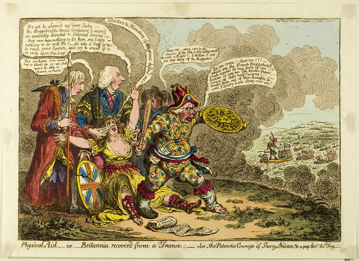 Physical Aid, or Britannia Recover'd from a Trance! by James Gillray, print, 1803