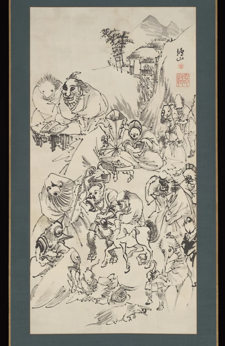 Demons and Monsters by Takai Kōzan (高井鴻山), painting, 1870-1879