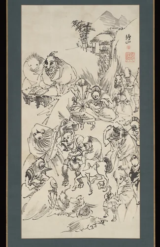 Demons and Monsters by Takai Kōzan (高井鴻山), painting, 1870-1879