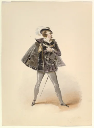 Costume Study for Belmonte in the "Abduction from the Seraglio" by W.A. Mozart by Johann Georg Christoph Fries, drawing, 1830-1850
