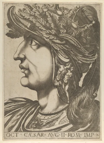 Plate 2: Octavius in profile to the left, from 'The Twelve Caesars' by anonymous, print, 1610-1640