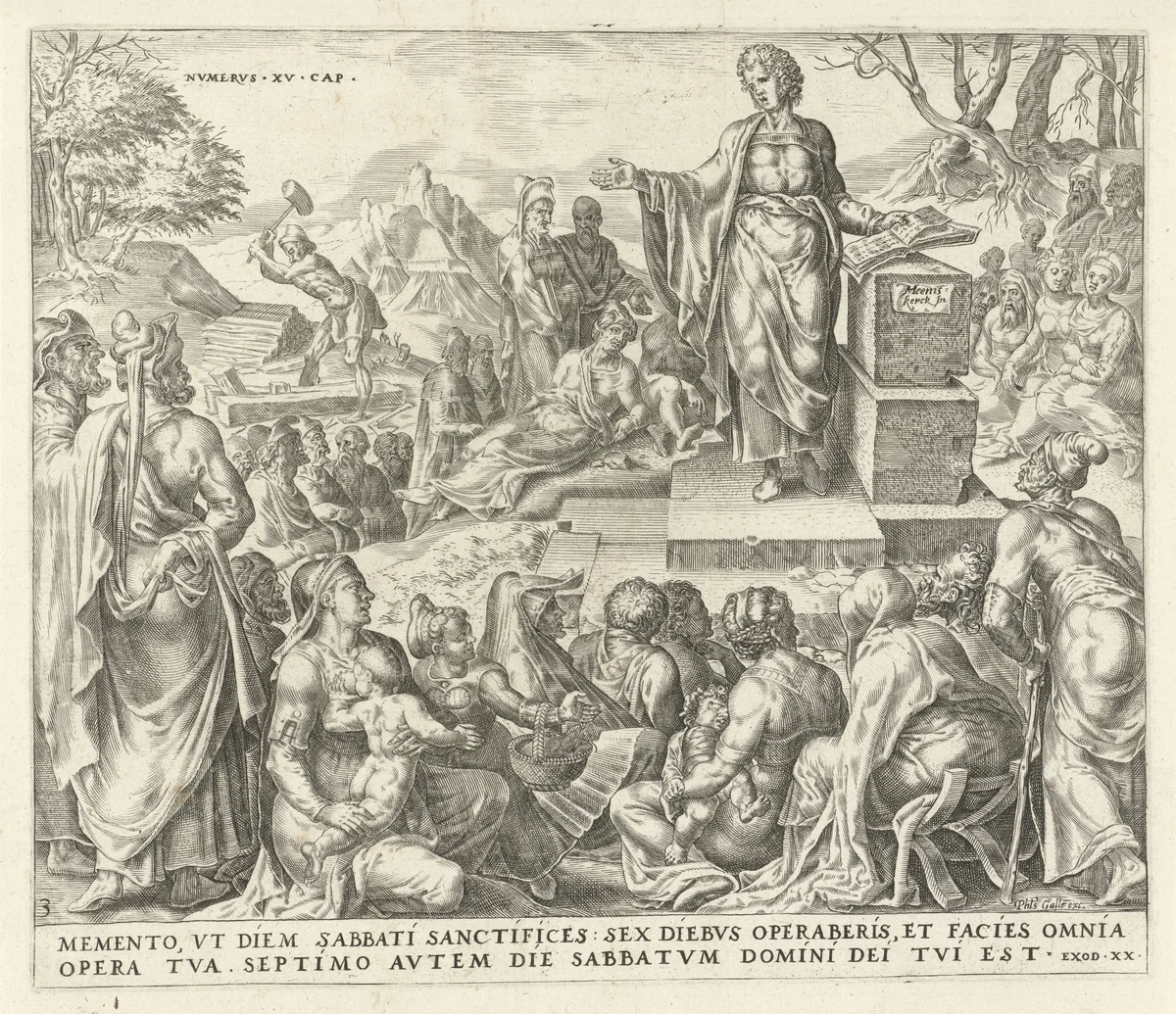 Man sprokkelt hout op de sabbat by Harmen Jansz Muller, print, 1570-1612