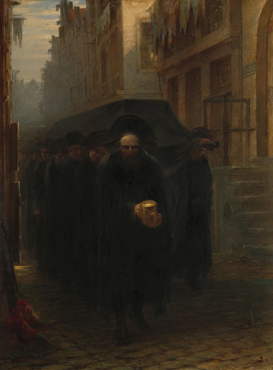 A Jewish Funeral by Hein Burgers, painting, 1860-1899